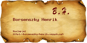 Borsenszky Henrik névjegykártya